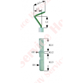 Electrod de aprindere D1 ø 7mm D2 ø 9mm racord M4 L1 13mm L2 13mm L3 23mm LC1 18mm LC2 3mm LC3 23mm