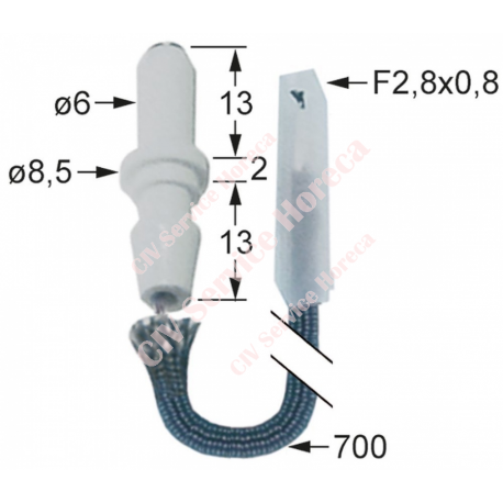 Electrod de aprindere⌀ 6 mm, cablu 585 mm