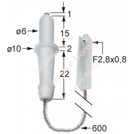 Electrod de aprindere D1 ø 6mm lungime cablu 600mm racord F
