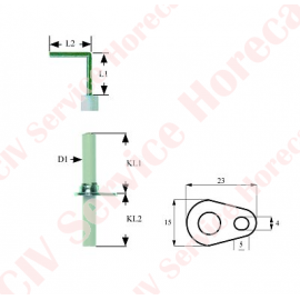 Electrod de aprindere LF 23mm LF 15mm D1 ø 7mm L1 26mm L2 17mm LC1 21mm LC2 28mm