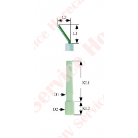 Electrod de aprindere D1 ø 6mm racord F 2,8x0,8mm D2 ø 8mm L1 8mm L2 2mm LC1 28mm LC2 16mm