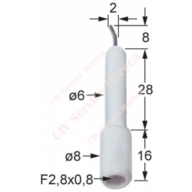Electrod de aprindere D1 ø 6mm racord F 2,8x0,8mm D2 ø 8mm L1 8mm L2 2mm LC1 28mm LC2 16mm