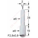Electrod de aprindere D1 ø 6mm racord F 2,8x0,8mm D2 ø 8mm L1 8mm L2 2mm LC1 28mm LC2 16mm