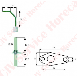 Electrod de aprindere LF 40mm LF 17mm D1 ø 9,5mm L1 55mm L2 18mm L4 10mm L3 26mm LC1 20mm LC2 21mm