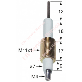 Electrod de aprindere D1 ø 7mm L1 12mm LC1 18mm LC2 17mm LC3 9mm racord M4 M11x1