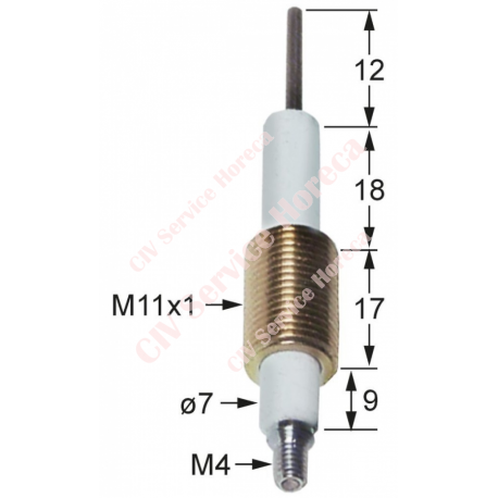 Electrod de aprindere D1 ø 7mm L1 12mm LC1 18mm LC2 17mm LC3