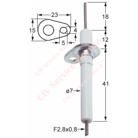 Electrod de aprindere LF 23mm LF 15mm D1 ø 7mm L1 18mm LC1 12mm LC2 41mm racord F 2,8x0,8mm 