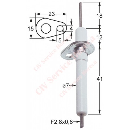 Electrod de aprindere LF 23mm LF 15mm D1 ø 7mm L1 18mm LC1 12mm