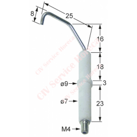 Electrod de aprindere D1 ø 7mm D2 ø 9mm racord M4 L1 16mm L2 25mm L3 8mm LC1 18mm LC2 3mm LC3 23mm