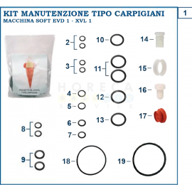 KIT DE GARNITURI COMPLET TIP EVD 1 - EVD 1 SP - XVL 1 - XVL 1