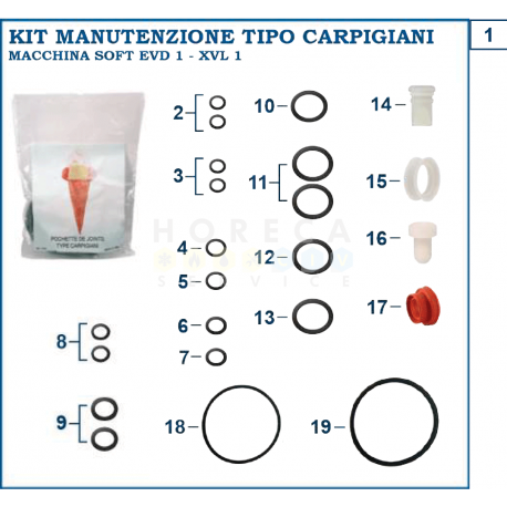 KIT DE GARNITURI COMPLET TIP EVD 1 - EVD 1 SP - XVL 1 - XVL 1